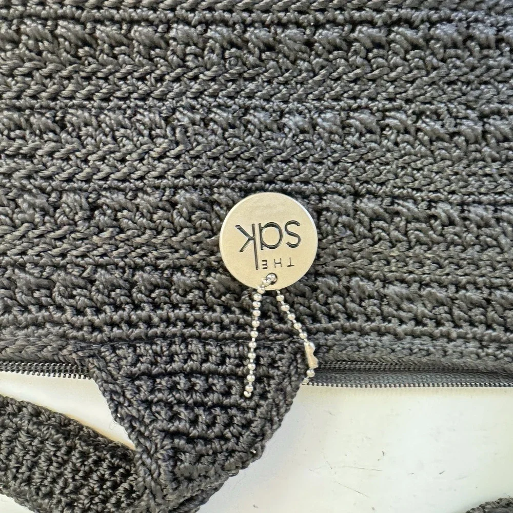 THE SAK Crochet Black Hobo Shoulder Bag Purse Beachy Boho Vacation Summer Travel